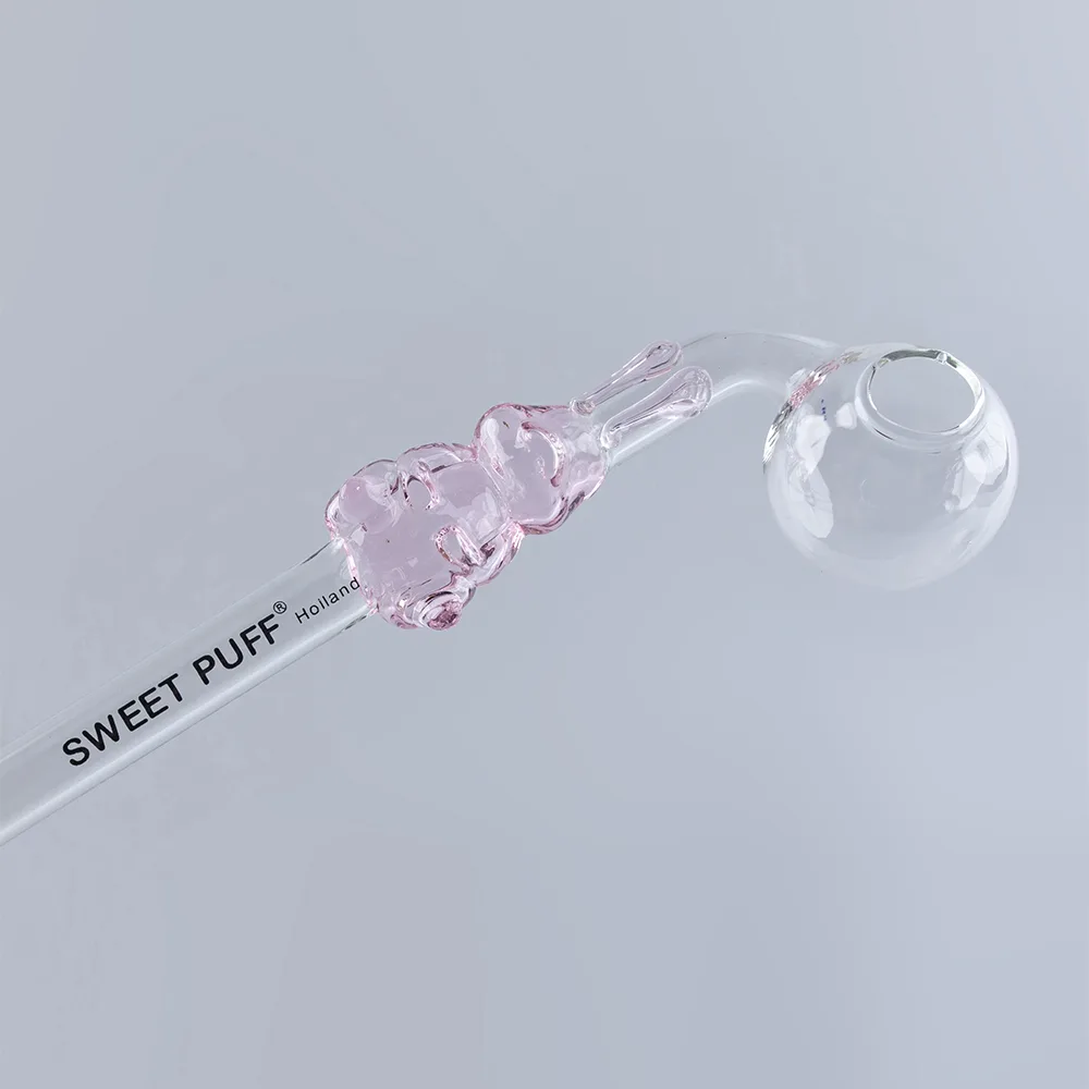 Bunny Sweet Puff Glass Pipe 14cm Pink Bunny and Balancer