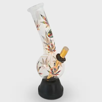Glow In The Dark Rainbow Leaf Design Bubble Bong 25cm
