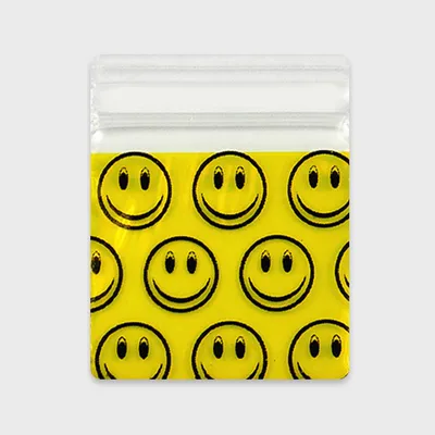 Resealable Plastic Bags 32×32 mm Yellow with Smiley Face Patterns