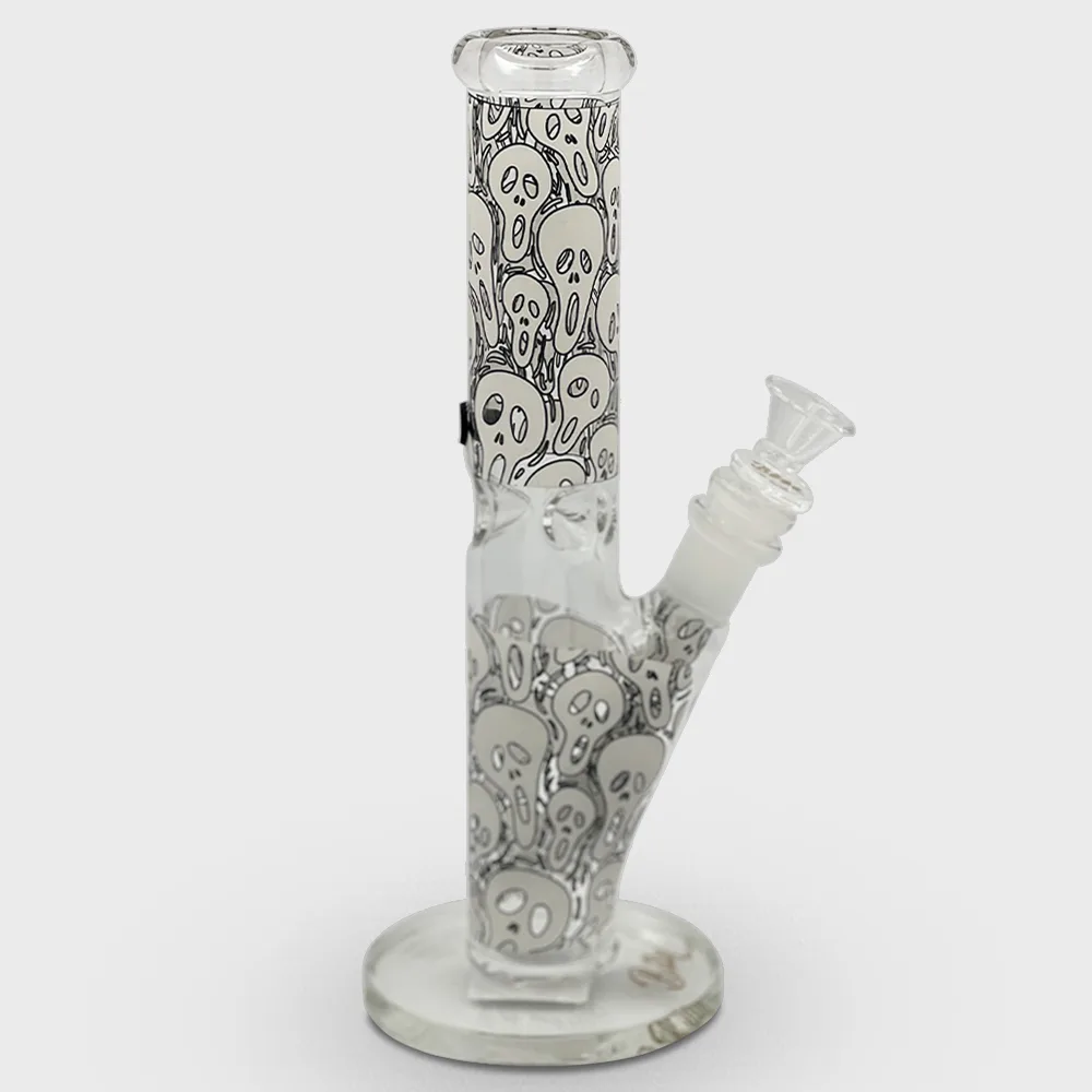Glow in the Dark Scream Design Straight Glass Bong 25cm