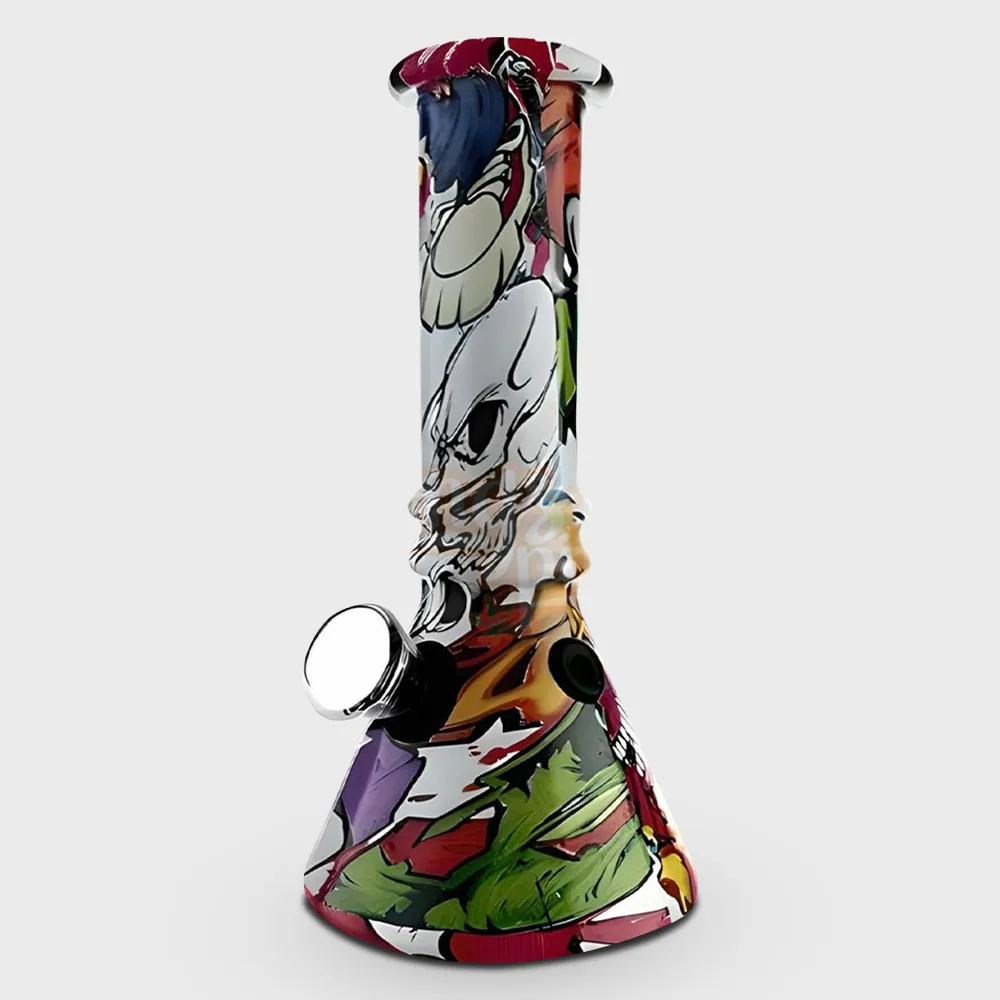 Rainbow Splash Design Beaker Glass Bong 15cm