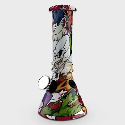 Rainbow Splash Design Beaker Glass Bong 15cm