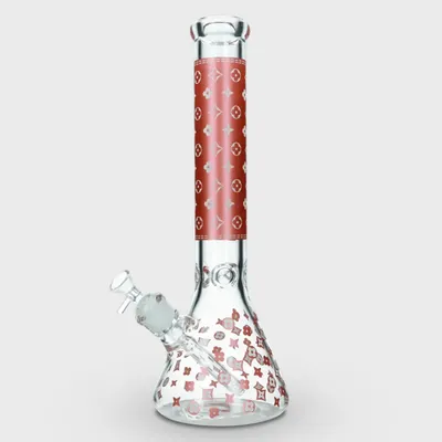 Glow in the Dark Louis Vuitton Design Beaker Glass Bong 35cm