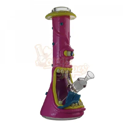 3D Pink Mushroom Monster Beaker Bong 7mm Thick