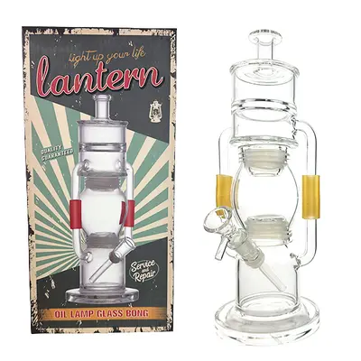 Oil Lamp Glass Bong – Lantern Double Recycler 29cm