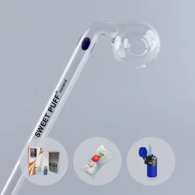 Combo Full X1 Sweet Puff Glass Pipe 16cm Coloured Balancer