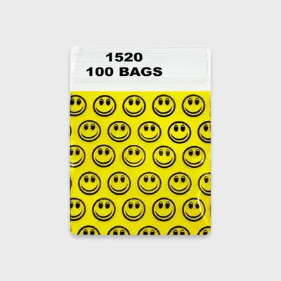 Resealable Plastic Bags 38×51 mm Yellow with Smiley Face Patterns