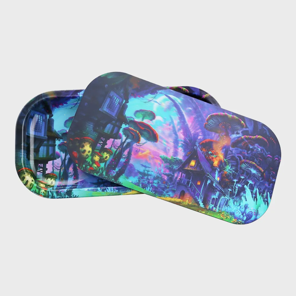 Mushroom Metal Rolling Tray with 3D Lid 21×10 cm