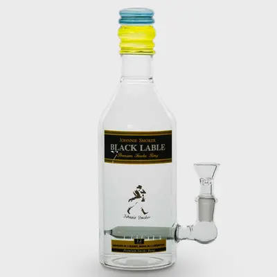 Black Lable Design with Inline Percolator Bottle Glass Bong 24cm