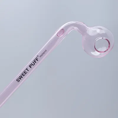Curved Sweet Puff Glass Pipe 14cm Pink Balancer