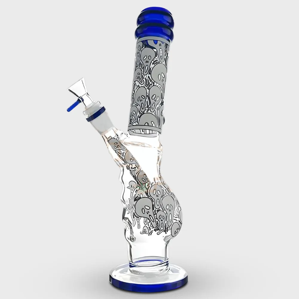 Glow in the Dark Scream Design Gripper Glass Bong 30cm