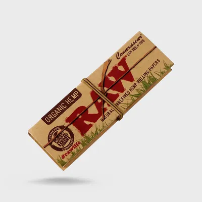 RAW Organic Hemp Rolling Papers Connoisseur Size 1¼ with Tips