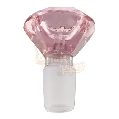 Pink Diamond Shape Male Glass Herb Holder – Fits 19mm Bong