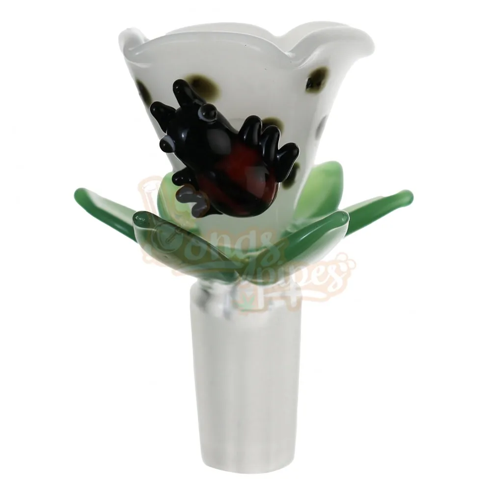 Flower Shape Glass Cone Piece features a Lady Bug 14mm