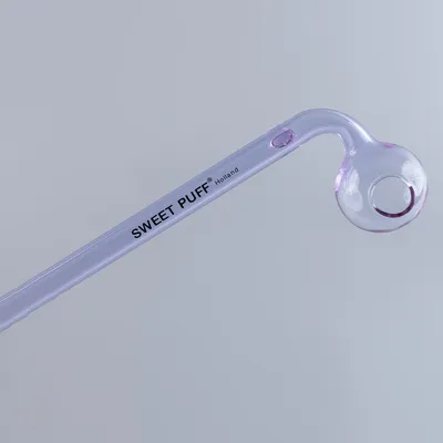 Curved Sweet Puff Glass Pipe 14cm Purple Balancer Pack X2
